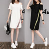 Summer long dress, skirt, Korean style, mid-length, with short sleeve