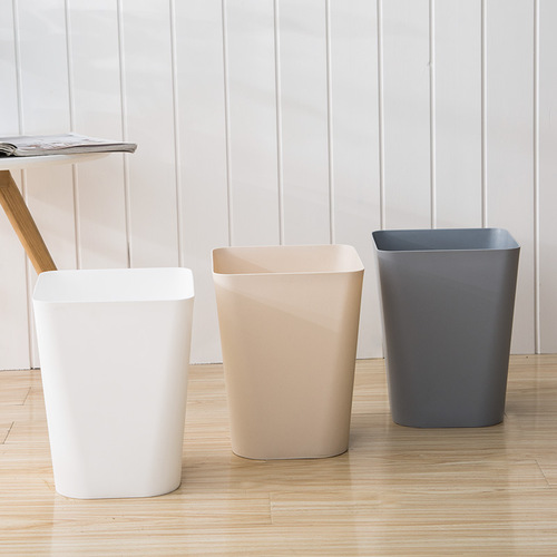 Creative monochrome lidless trash bin for home living room bedroom bathroom kitchen large and small size wastebasket