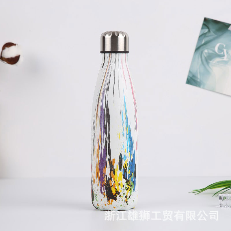 Nuevo regalo creativo termo de acero inoxidable taza botella de coque personalidad metal color hombres y mujeres deportes al aire libre botella de agua