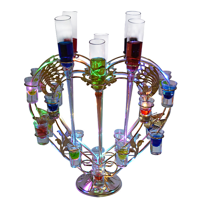 Directo de fábrica titular de la taza de la barra LED emisor de luz rack de cóctel de metal de hierro KTV champán amor taza titular de la decoración