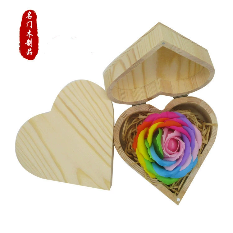 Заводская поставка производства в форме сердца мыло цветок деревянная коробка сосновый материал ремесло коробка печатный логотип
