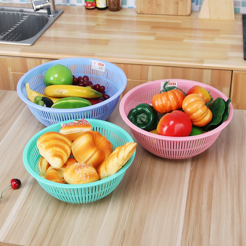 Prosperous round plastic dripping basket fruit basket multi -use dishes storage basket drain basket filter sieve 2 yuan store wholesale