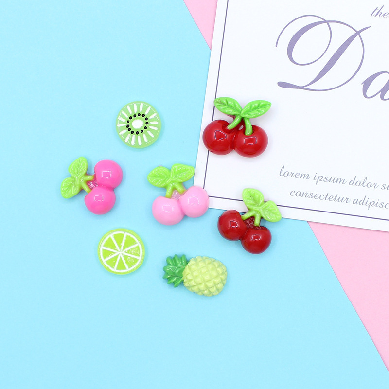 Internet Celebrity Resin Accessories Pineapple Simulation Fruit Jewelry diy Drop Glue Mobile Phone Case Refrigerator Sticker Accessories Cherry