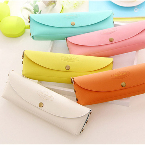 Directly supplied from the manufacturer, Korean version of cute candy color PU pencil bag, creative macaron stationery bag, PVC boxed pencil bag