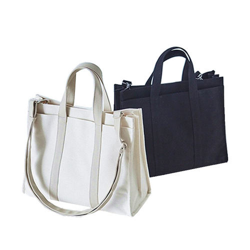 Canvas bag women's ulzzang student fashion business single shoulder large capacity multi-compartment cotton messenger bag handbag