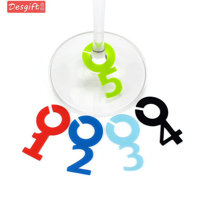 硅胶红酒杯标签数字个性区分标记杯子识别器酒杯贴标识器挂件酒签