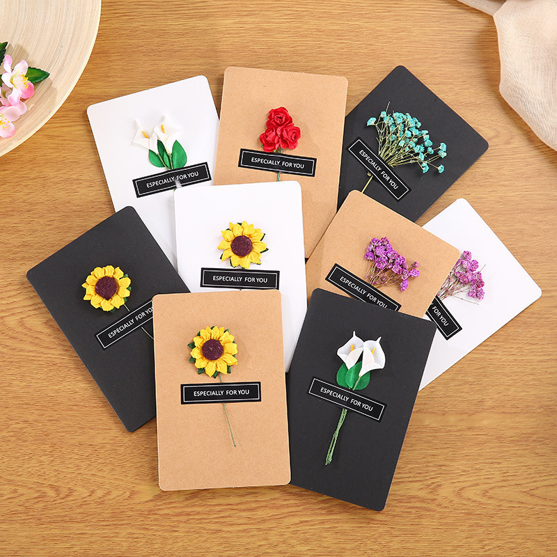 Graduation Season Creative Greeting Card Printing Handmade Dried Flower Gift Greeting Language Birthday Greeting Card Thanksgiving Teacher's Day Small Card