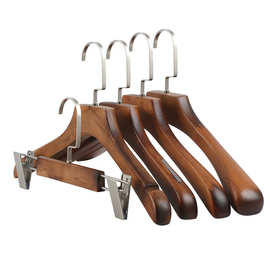 衣架裤架木质成人衣挂儿童婴儿植绒衣撑防滑服装店实木晾衣架