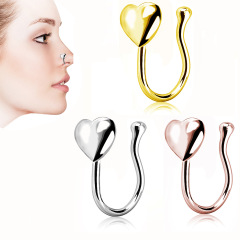European and American piercing jewelry love nose pin nose ring hypoallergenic stainless steel new nose jewelry holeless piercing jewelry