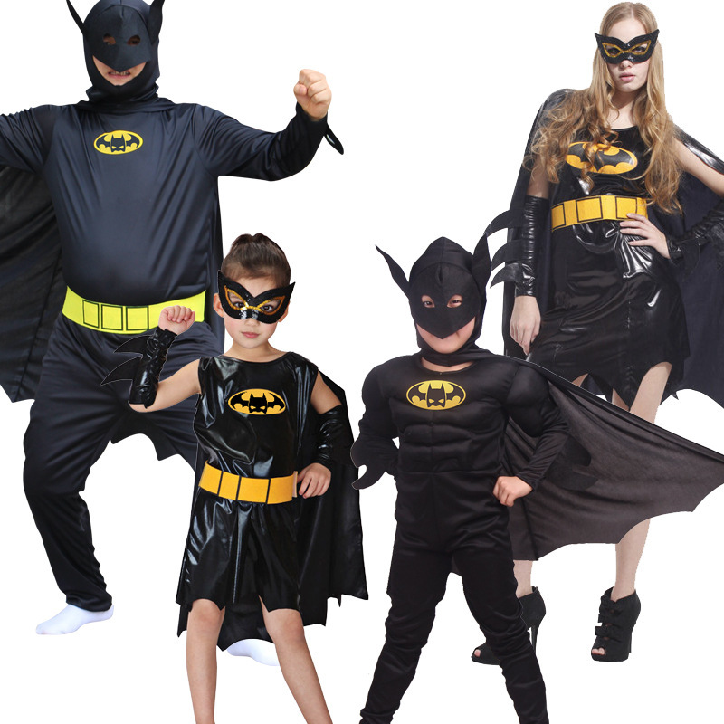 Halloween Children's Costume Black Soldier Wear Windbreaker Parent-Child suit Performance Costumes Men's and Women's Clothes