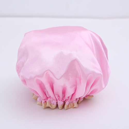 Colorful Double-layer Waterproof Shower Cap, Solid Color, Thickened Adult Kitchen Oil-proof Hat, Makeup Hair Hat, Dust-proof Hair Hat, Wholesale
