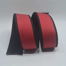 2寸宽涤棉间色织带 大红色黑色加厚2.2厚度斜纹间色棉织带黑色红