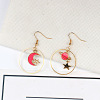 Earrings, blue long asymmetrical starry sky, wholesale