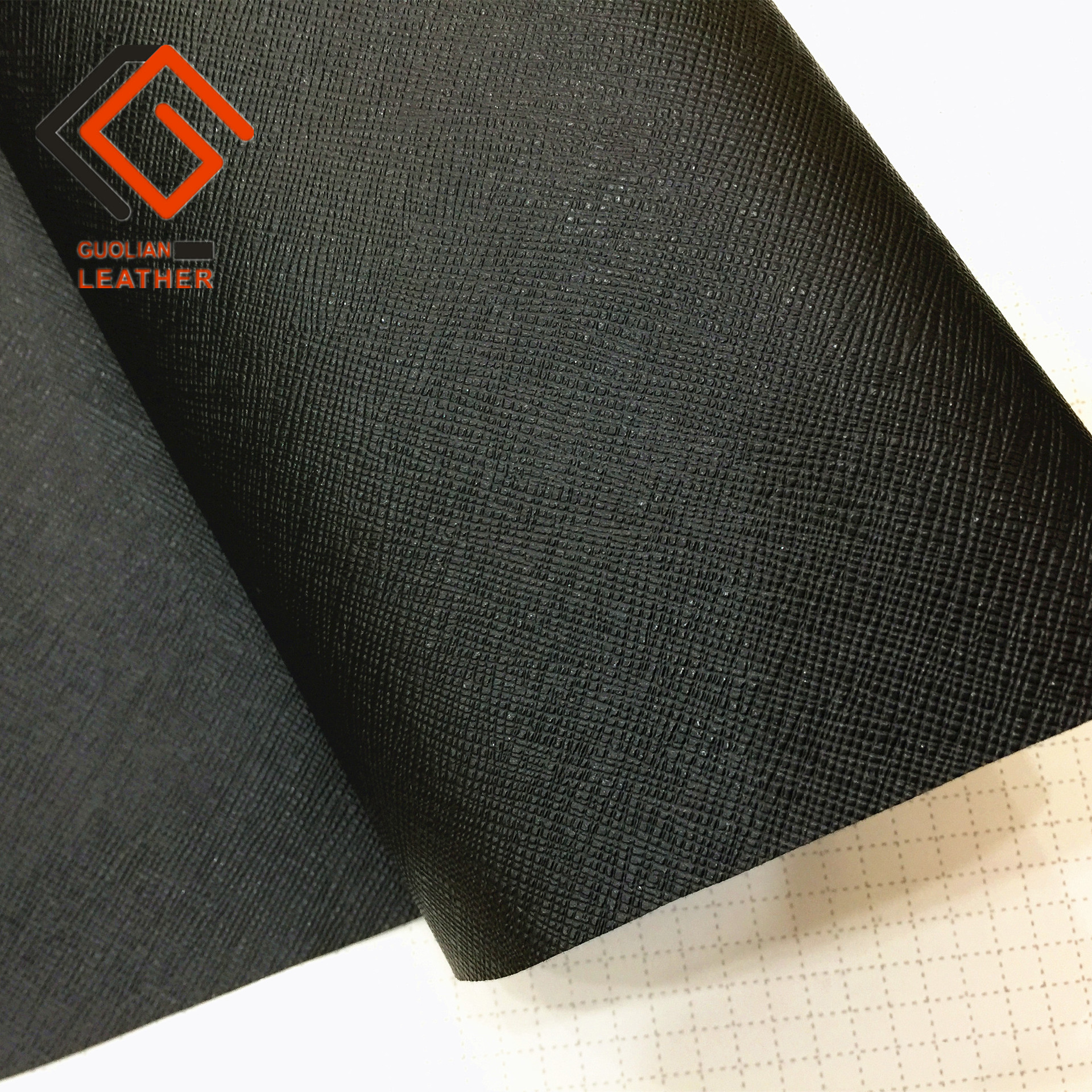 厂家直销 PVC加耐刮十字纹皮革水刺底经典笔记本封面皮具包装