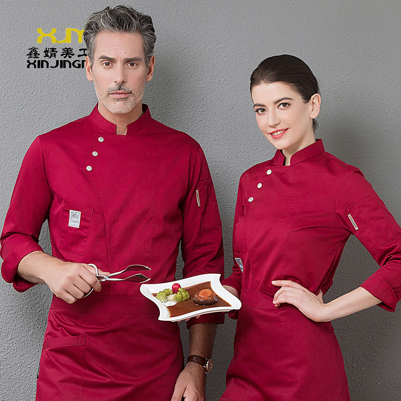 Chef ropa de trabajo de los hombres de manga larga otoño Hotel Occidental restaurante cocina cantina catering chef occidental ropa de trabajo al por mayor