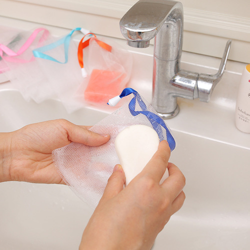 彩色丝带起泡网 手工皂打泡网 洁面香皂网 泡沫网袋沐浴用品批发