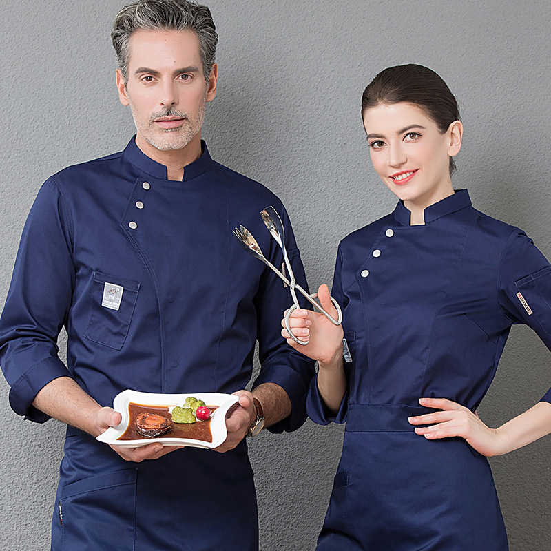 Chef ropa de trabajo de los hombres de manga larga otoño Hotel Occidental restaurante cocina cantina catering chef occidental ropa de trabajo al por mayor