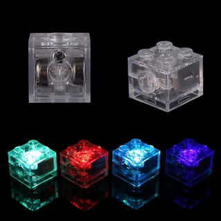 哇噢2*2积木发光灯配件 DIY益智小颗粒玩具LED灯七彩闪光玩具配件