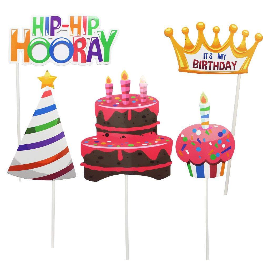 Feliz cumpleaños globo pastel vela foto cabina transfronteriza Conjunto de 18 piezas de accesorios de la foto de la torta de cumpleaños image 5