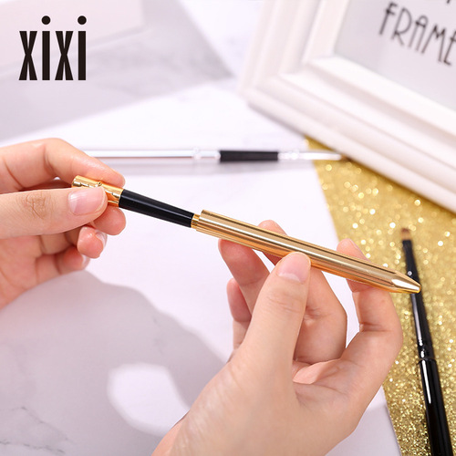 XIXI retractable portable fiber brush head for even coloring aluminum rod bullet lip brush eye shadow brush makeup tool X718