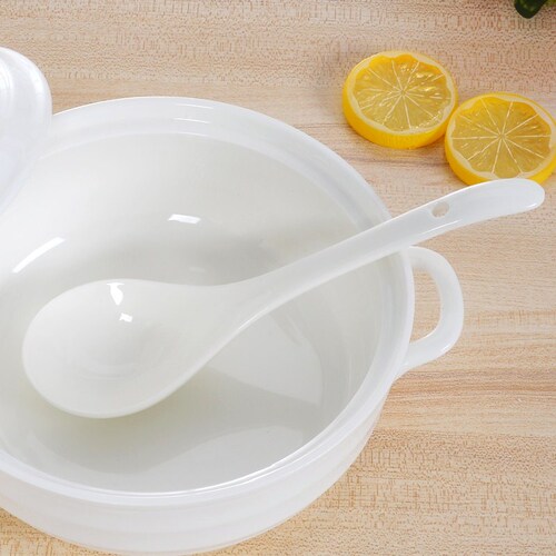 Pure white ceramic soup spoon household long-handled large soup spoon porridge spoon cute large spoon kitchen pot spoon