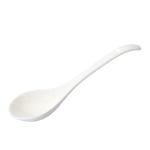 Pure white ceramic soup spoon household long-handled large soup spoon porridge spoon cute large spoon kitchen pot spoon