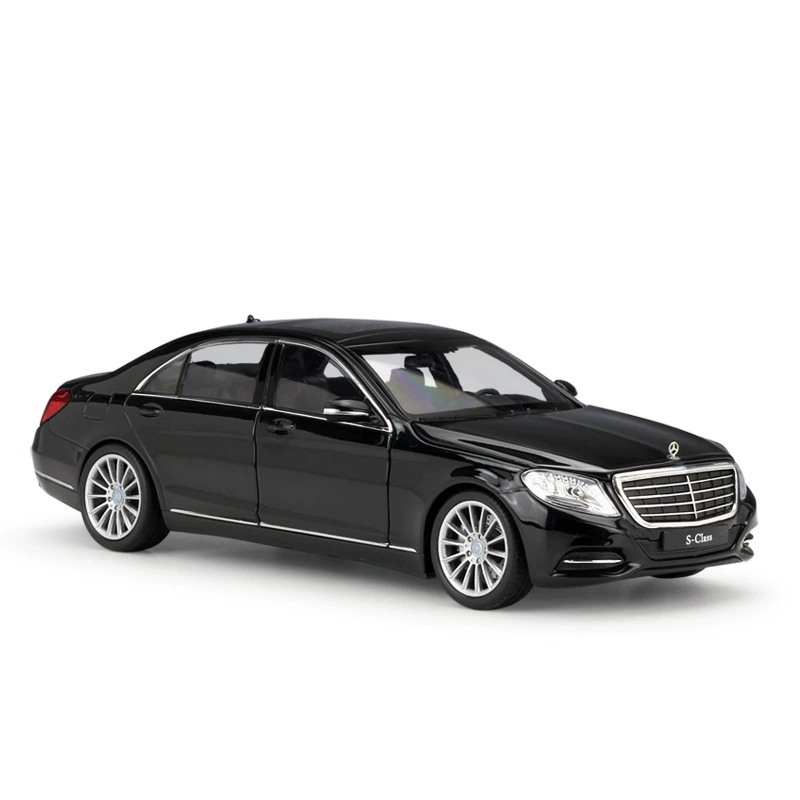 Модель автомобиля Mercedes-Benz S-Class в масштабе 1:24 от WELLY Willie, металлический кузов, чёрный/белый/серебристый
