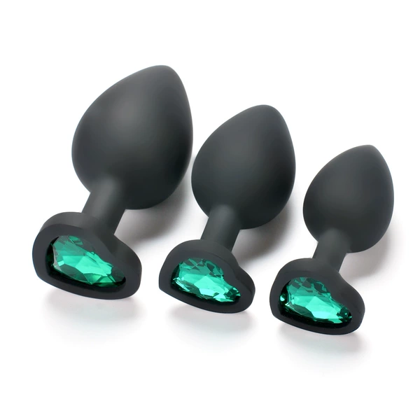 Black heart -shaped silicone large medium and small+green (puffy bag packaging)
