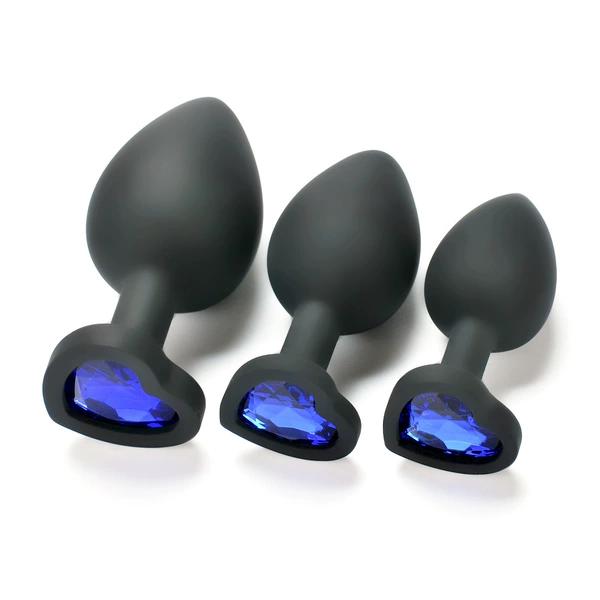 Black heart -shaped silicone large medium and small+blue (puffy bag packaging)