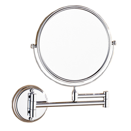 Bathroom wall-mounted beauty mirror hotel hotel double-sided folding telescopic makeup mirror 3 times magnification with light mirror