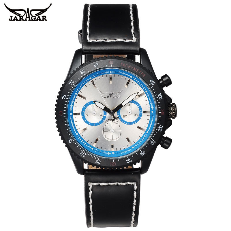 Jaragar Factory Direct Sales Men's Fully Automatic Six-Pin Mechanical Watch Leather Strap Aliexpress Hot Selling Watch