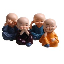 汽车摆件可爱四不小和尚卡通车内装饰品创意沙弥公仔树脂工艺品