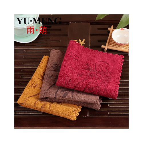 Bamboo fiber thickened absorbent tea towel, weft knitted 30*30 thickened, absorbent soft tea towel, tea shop tea set cleaning towel