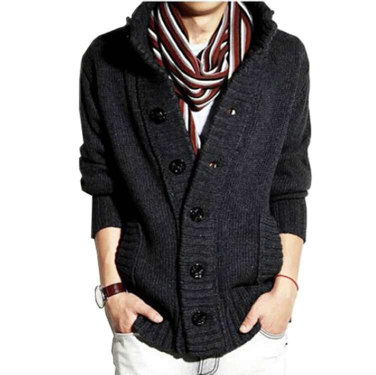 Demi‑season knitted cardigan jacket, Korean style, mid‑length, button front