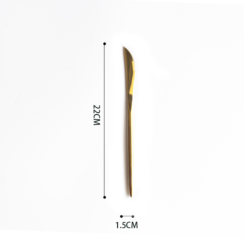 Cuchillo de carne occidental portugués, tenedor y cuchara de tres piezas conjunto 304 traje de acero inoxidable vajilla conjunto completo cuchara de oro