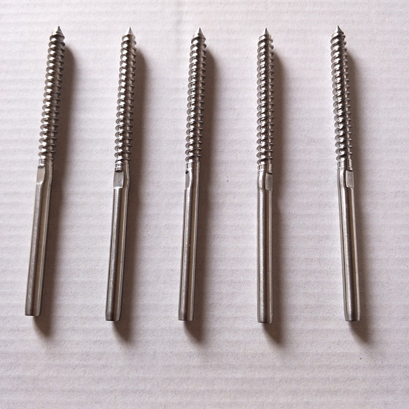 厂家直销 不锈钢钢丝绳用直杆木螺丝 接线器配件 眼式叉式316