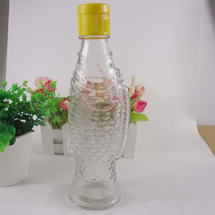 厂家直销创意鱼形玻璃瓶 香油麻油瓶 酱油瓶食用油玻璃瓶子