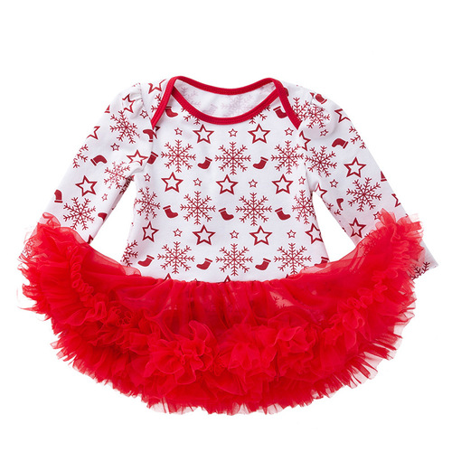 Autumn and Winter Christmas Baby Party Outfit Kids' Dress Cartoon Dress Infant & Toddler Printed Girls' Dress