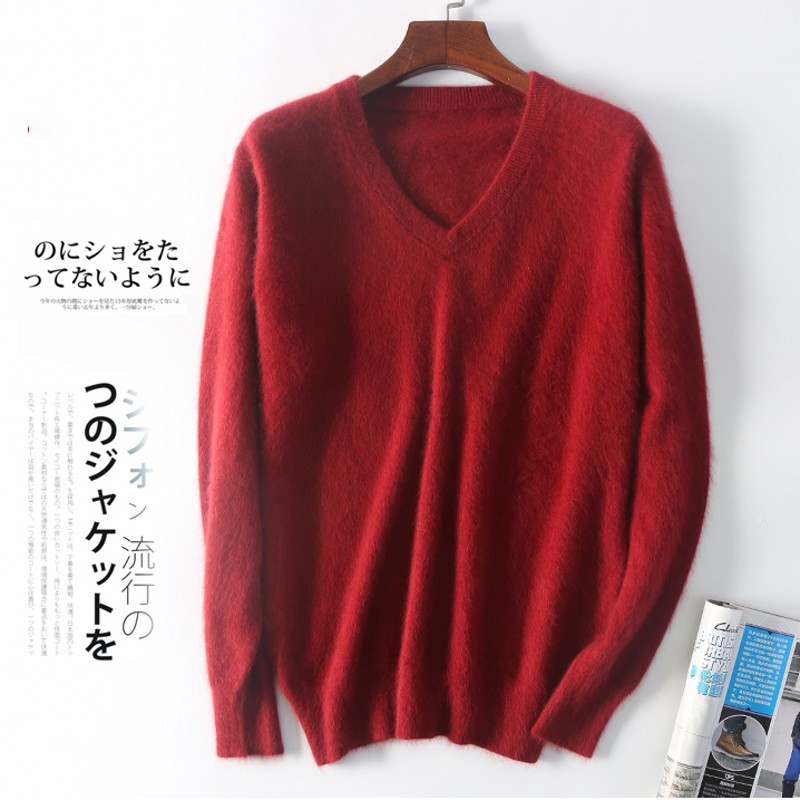Red, V-neckline