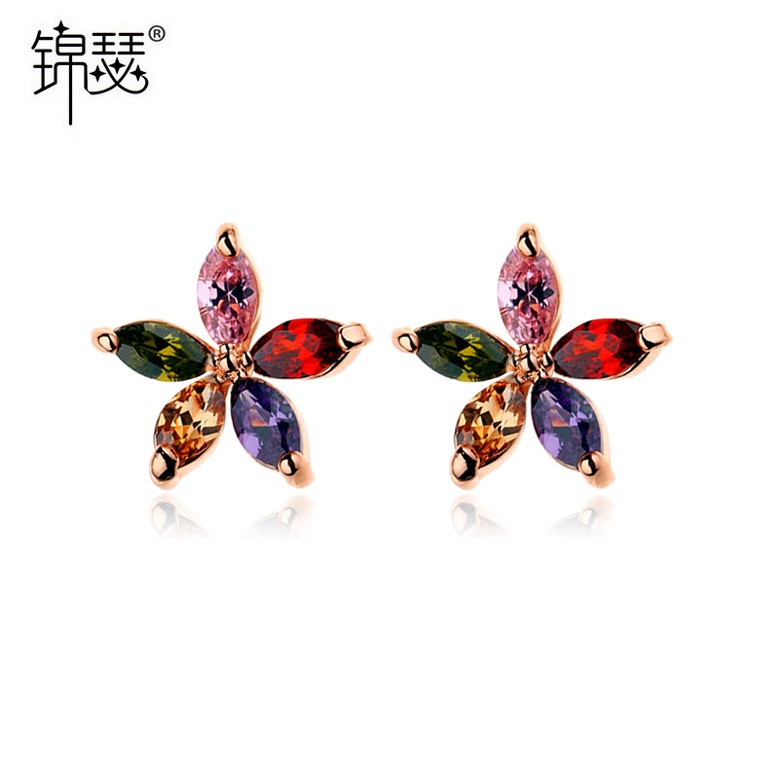 copper trend earrings with zircon
