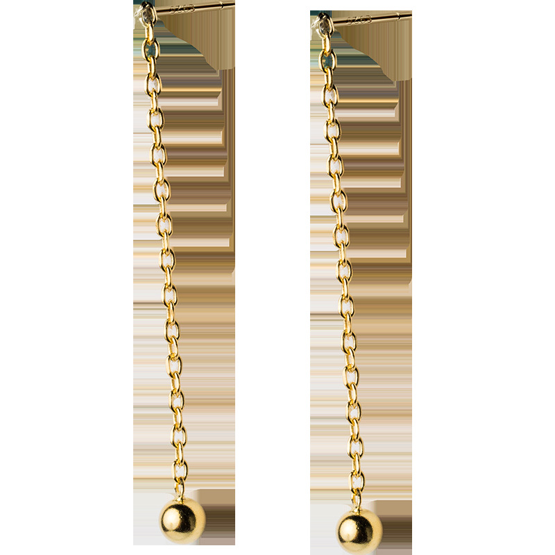 S925 línea de trella de plata simple pendientes de perlas de luz lindos oro pequeñas bolas de plata frijoles para orejas pendientes de orejas E5291