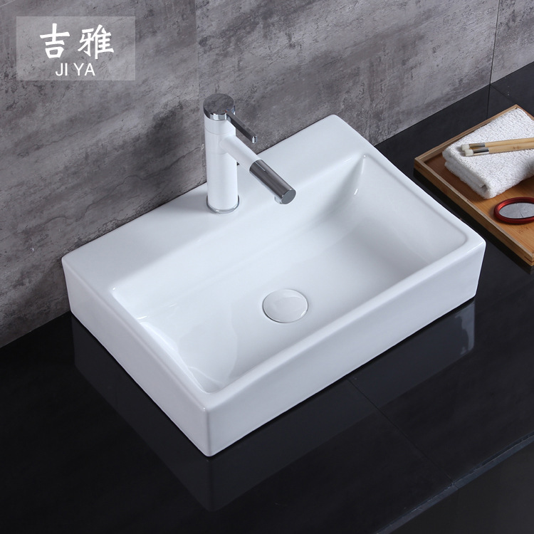 Jiya fábrica al por mayor Mesa lavabo simple cara arte lavabo cerámica lavabo baño lavabo 5548