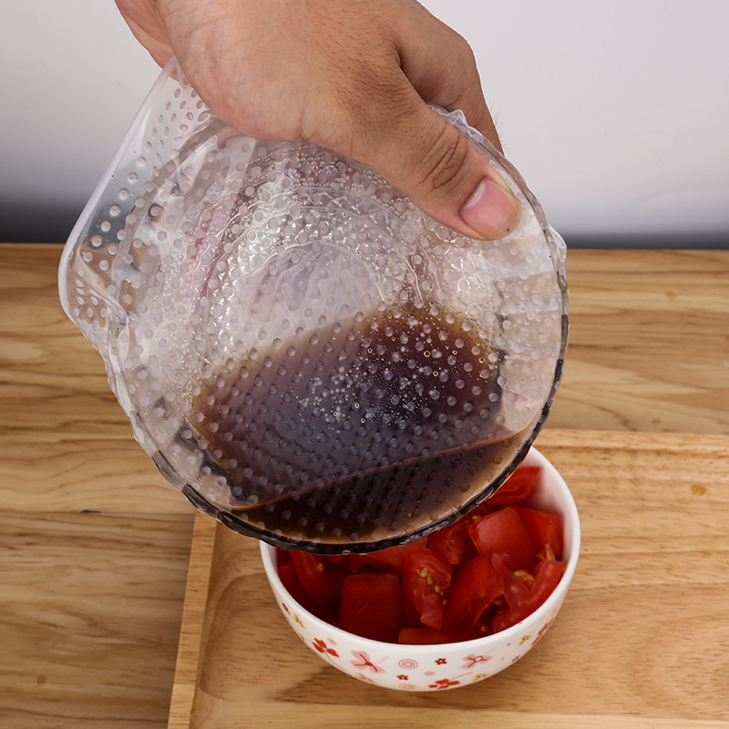 Cubierta de envoltura de plástico de silicona de grado alimenticio refrigerador de cocina cubierta fresca cubierta de sellado transparente cubierta de tazón reutilizable