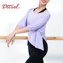 笛雀儿舞蹈服七分袖前短后长T恤现代舞蹈基训服练功服成人