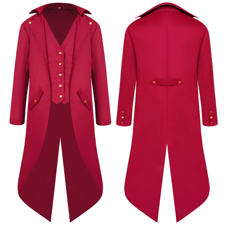Men's Medieval Punk Tuxedo Coat, Mid-Length Retro Cosplay Jacket, Multi‑color Sizes