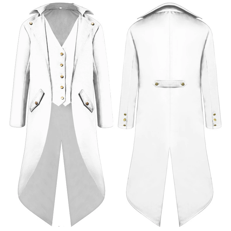 Men's Medieval Punk Tuxedo Coat, Mid-Length Retro Cosplay Jacket, Multi‑color Sizes