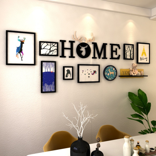 Simple modern restaurant wall hanging painting creative letter photo wall picture frame combination wall deer head wall decoration decorative pendant