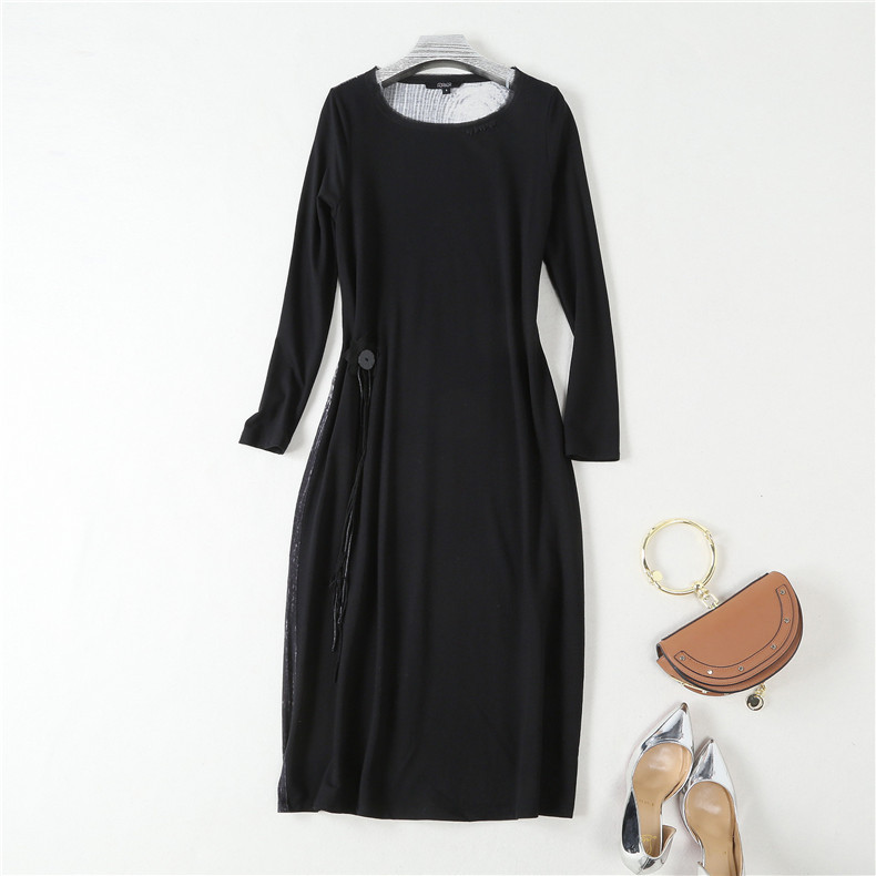 Demi-season woolen retro ethnic elegant dress