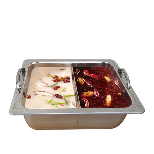 Thickened stainless steel non-magnetic square hot pot basin clear soup two-flavored mandarin duck mother-in-law square basin submarine square fishing soup pot