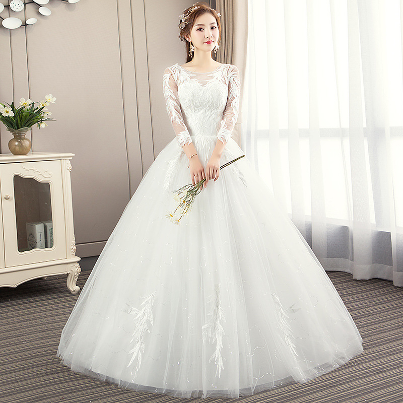 Hepburn Wedding Dress New Korean Off-shoulder Princess Fantasy Bride Wedding Floor-length Large Size Slimming Women